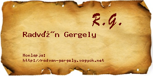 Radván Gergely névjegykártya